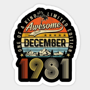 Awesome Since December 1981 Vintage 42nd Birthday Sticker